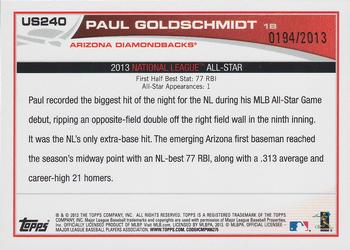 2013 Topps Update - Gold #US240 Paul Goldschmidt Back