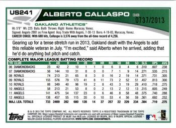 2013 Topps Update - Gold #US241 Alberto Callaspo Back