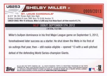 2013 Topps Update - Gold #US253 Shelby Miller Back