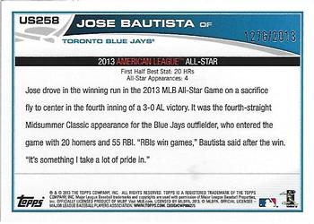 2013 Topps Update - Gold #US258 Jose Bautista Back