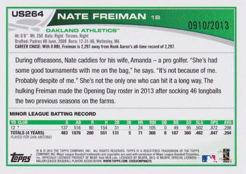 2013 Topps Update - Gold #US264 Nate Freiman Back