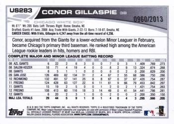 2013 Topps Update - Gold #US283 Conor Gillaspie Back