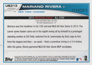 2013 Topps Update - Gold #US313 Mariano Rivera Back