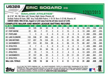2013 Topps Update - Gold #US328 Eric Sogard Back