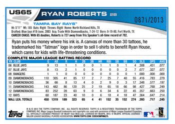 2013 Topps Update - Gold #US65 Ryan Roberts Back