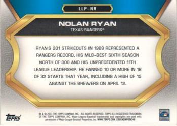 2013 Topps Update - League Leaders Pins #LLP-NR Nolan Ryan Back