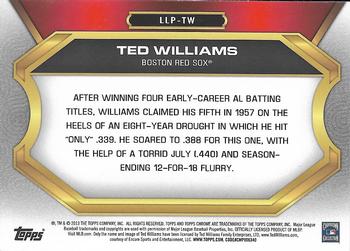 2013 Topps Update - League Leaders Pins #LLP-TW Ted Williams Back