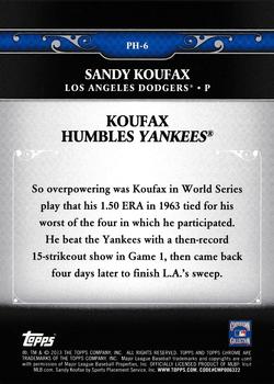 2013 Topps Update - Postseason Heroes #PH-6 Sandy Koufax Back