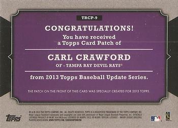 2013 Topps Update - Rookie Commemorative Patches #TRCP-9 Carl Crawford Back