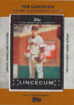 2013 Topps Update - Rookie Commemorative Patches #TRCP-11 Tim Lincecum Front