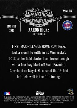 2013 Topps Update - Making Their Mark #MM-35 Aaron Hicks Back