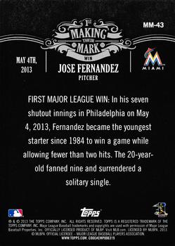 2013 Topps Update - Making Their Mark #MM-43 Jose Fernandez Back
