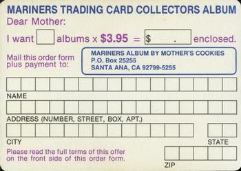 1992 Mother's Cookies Seattle Mariners #NNO Album Offer Back