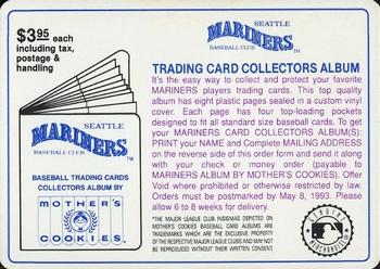 1992 Mother's Cookies Seattle Mariners #NNO Album Offer Front