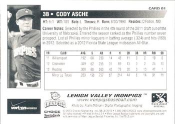 2013 Choice Lehigh Valley IronPigs Update #1 Cody Asche Back