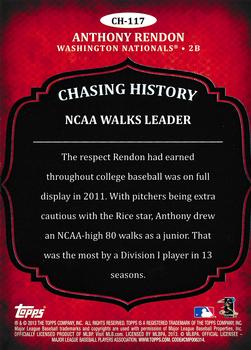 2013 Topps Update - Chasing History #CH-117 Anthony Rendon Back