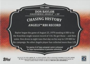 2013 Topps Update - Chasing History Autographs #CHA-DBA Don Baylor Back