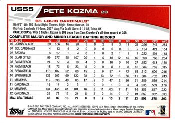 2013 Topps Update - Blue #US55 Pete Kozma Back