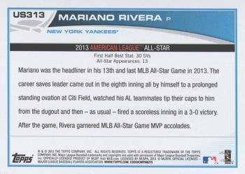 2013 Topps Update - Blue #US313 Mariano Rivera Back
