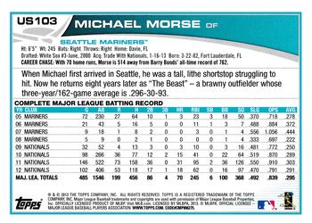2013 Topps Update - Blue #US103 Mike Morse Back