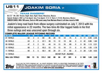 2013 Topps Update - Blue #US11 Joakim Soria Back