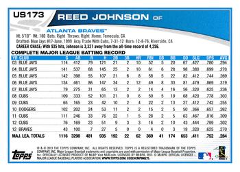 2013 Topps Update - Blue #US173 Reed Johnson Back