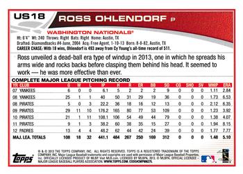 2013 Topps Update - Blue #US18 Ross Ohlendorf Back
