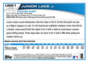 2013 Topps Update - Blue #US21 Junior Lake Back