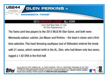 2013 Topps Update - Blue #US244 Glen Perkins Back