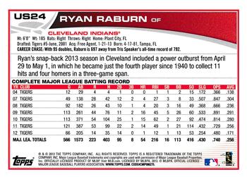 2013 Topps Update - Blue #US24 Ryan Raburn Back