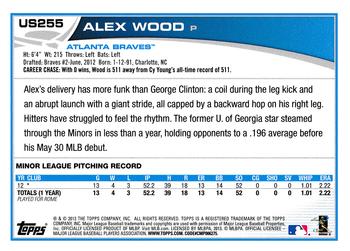 2013 Topps Update - Blue #US255 Alex Wood Back