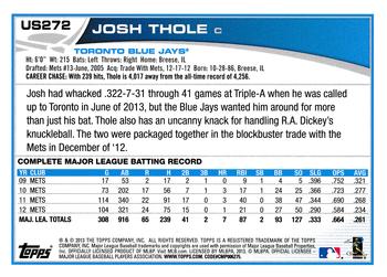 2013 Topps Update - Blue #US272 Josh Thole Back