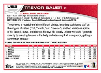 2013 Topps Update - Blue #US2 Trevor Bauer Back