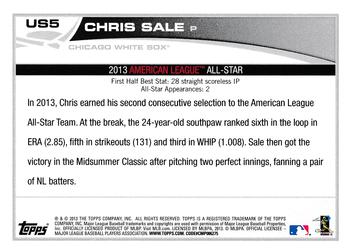 2013 Topps Update - Blue #US5 Chris Sale Back