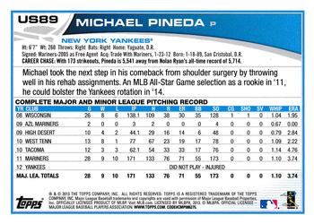 2013 Topps Update - Blue #US89 Michael Pineda Back