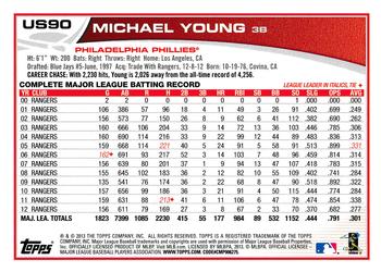 2013 Topps Update - Blue #US90 Michael Young Back