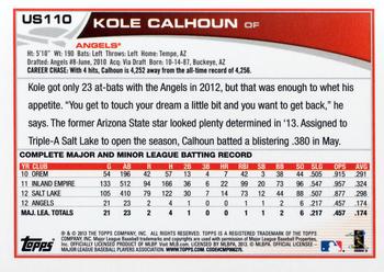 2013 Topps Update - Red #US110 Kole Calhoun Back