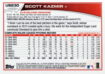 2013 Topps Update - Red #US230 Scott Kazmir Back