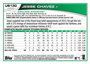 2013 Topps Update - Red #US130 Jesse Chavez Back