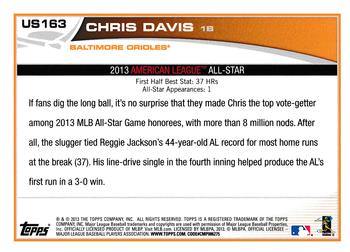 2013 Topps Update - Red #US163 Chris Davis Back
