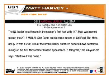 2013 Topps Update - Red #US1 Matt Harvey Back