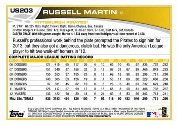 2013 Topps Update - Red #US203 Russell Martin Back