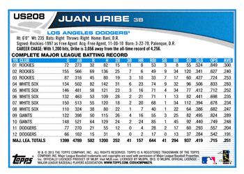 2013 Topps Update - Red #US208 Juan Uribe Back