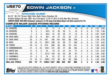 2013 Topps Update - Red #US270 Edwin Jackson Back
