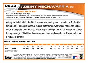 2013 Topps Update - Red #US32 Adeiny Hechavarria Back