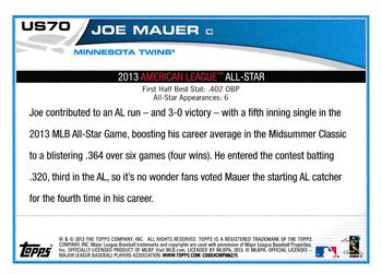 2013 Topps Update - Red #US70 Joe Mauer Back