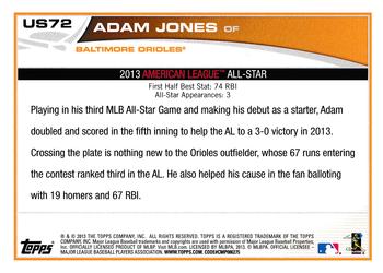 2013 Topps Update - Red #US72 Adam Jones Back