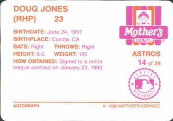 1993 Mother's Cookies Houston Astros #14 Doug Jones Back