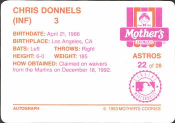 1993 Mother's Cookies Houston Astros #22 Chris Donnels Back