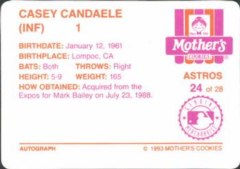 1993 Mother's Cookies Houston Astros #24 Casey Candaele Back